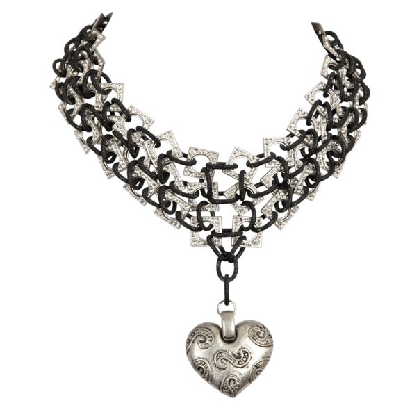 Barneys New York Jewelry - VTG BARNEYS NY Y2K 90’s CHAINMAIL METAL NEO PUNK GOTH ARTISAN CHOKER FESTIVAL